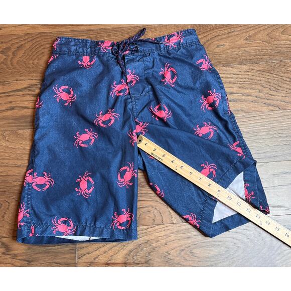 Men's Swim Trunks Blue Crab Print Drawstring Elastic‎ Waist Casual Shorts - Picture 6 of 10
